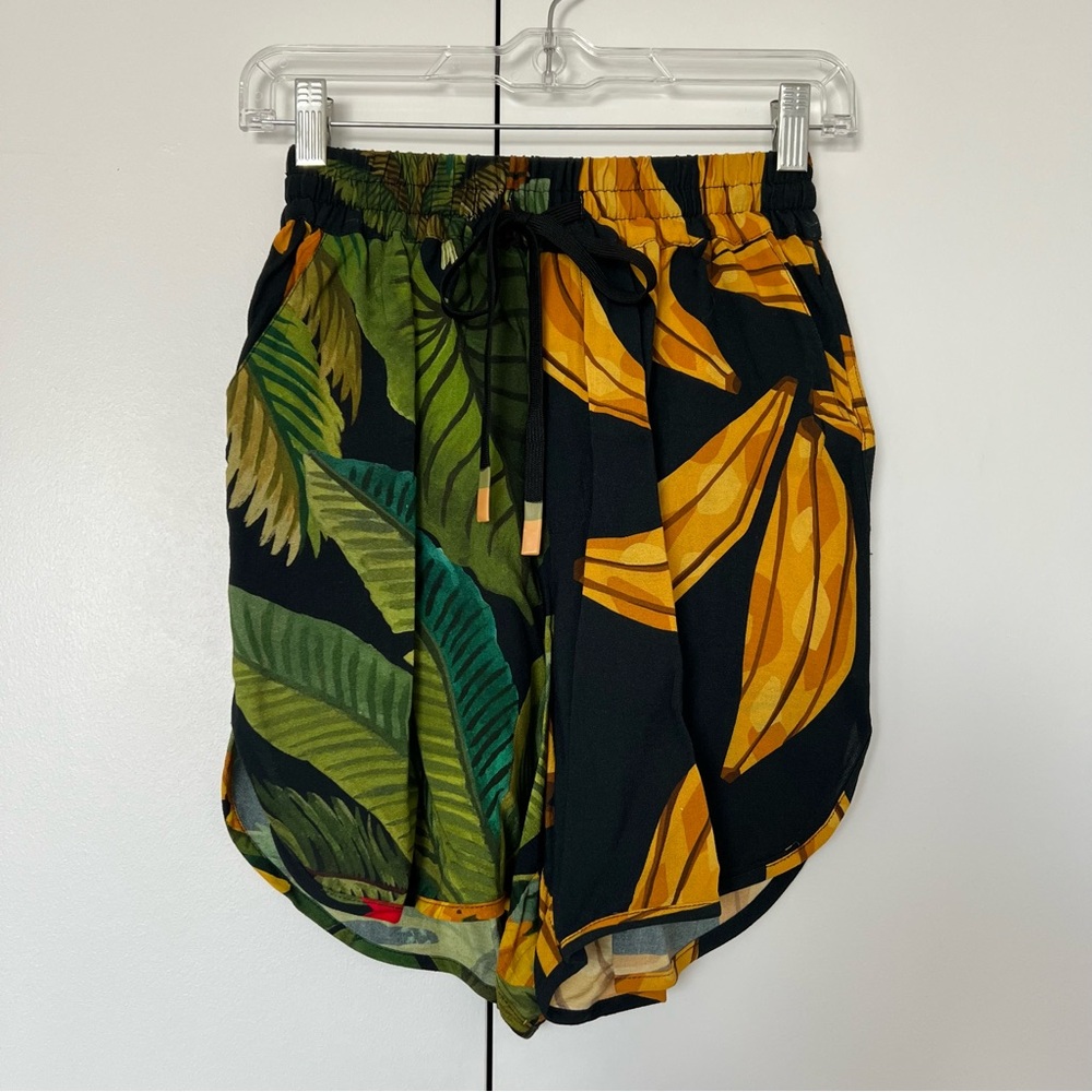 Farm Rio Mixed Black Prints Uni Shorts (Cocoa Forest + Ripe Bananas, XS)